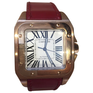 Cartier santos 100 gold pink gold watch