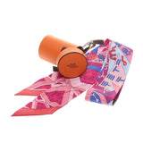 Hermes Red / Pink / Bright Bluel Silk with Multicolor Pattren Twilly