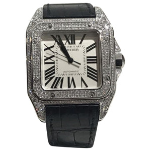 Cartier santos 100 black steel watch
