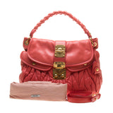 Miu Miu Orange Red Matelasse Nappa Leather Coffer Handbag