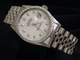 Pre Owned Mens Rolex Stainless Steel Datejust White MOP Diamond 16030