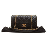 Chanel A94385 Black Lambskin Quilted with CC Logo Chain Bag