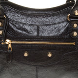 Balenciaga Black Lambskin Gold Giant 12 Part-Time Motorcycle Handbag