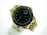 PRE OWNED MENS ROLEX YELLOW GOLD GMT-MASTER WITH A BLACK DIAL 16758