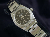 PRE OWNED LADIES ROLEX STAINLESS STEEL OYSTER PERPETUAL WITH A BLACK DIAL 76030