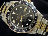 PRE OWNED MENS ROLEX TWO-TONE GMT-MASTER WITH A BLACK DIAL 16753