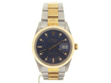 Pre Owned Mens Rolex Two-Tone Datejust Blue Diamond 16013