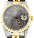 Pre Owned Mens Rolex Two-Tone Datejust with a Slate Tapestry Dial 16233