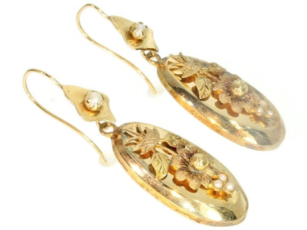 Victorian gold long pendent earrings