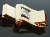 Art Retro diamond ad ruby pin brooch