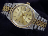 Pre Owned Mens Rolex Two-Tone Datejust with a Gold Champagne Dial 16013