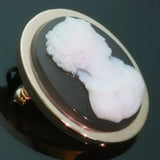 French Victorian hard stone cameo brooch
