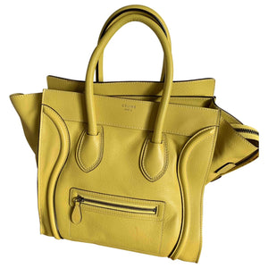 Celine luggage yellow leather handbag