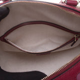 Gucci 269876 Beige/Ebony GG Fabric with Dark Red Leather Trim Handbag