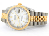 Pre Owned Mens Rolex Two-Tone Datejust with a White Dial 116233
