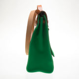 Hermes Green Canvas Herbag Zip 39cm (R Stamp)