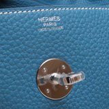 Hermes Bleu Jean Taurillon Clemence Leather Lindy 34cm (R Stamp)