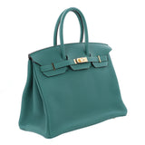HERMES  Malachite Togo 35cm Birkin Bag