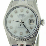 Pre Owned Mens Rolex Stainless Steel Datejust with a White MOP Diamond Dial 1603