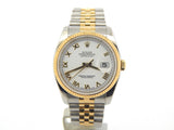Pre Owned Mens Rolex Two-Tone Datejust with a White Roman Dial 116233