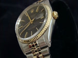 Pre Owned Mens Rolex Two-Tone Datejust with a Black Dial 16013