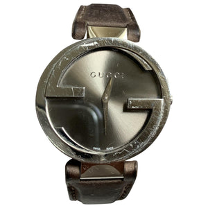 Gucci interlocking brown steel watch