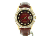 Pre Owned Mens Rolex Yellow Gold Diamond Datejust with a Red Dial 16238