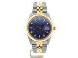 Pre Owned Mens Rolex Two-Tone Datejust with a Blue Diamond Dial 16013