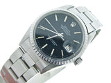 Pre Owned Mens Rolex Stainless Steel Datejust with a Black Dial 1603