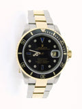 PRE OWNED MENS ROLEX TWO-TONE SUBMARINER DATE WITH A SERTI DIAL 16613