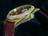 Pre Owned Mens Rolex Yellow Gold Datejust Diamond Red 16018
