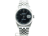 Pre Owned Mens Rolex Stainless Steel Datejust with a Black Dial 16220