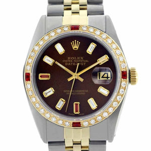 Rolex datejust 36mm brown gold and steel watch