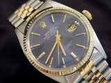 Pre Owned Mens Rolex Two-Tone Datejust with a Blue Dial 16013