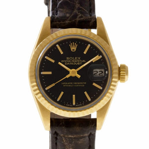 Rolex datejust 36mm black yellow gold watch