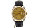 Pre Owned Mens Rolex Two-Tone Datejust with a Gold Champagne Dial 16233