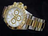 PRE OWNED MENS ROLEX TWO-TONE DAYTONA WITH A WHITE DIAL 16523