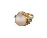 Pearl and diamond ring