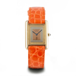 Cartier tank must gold silver gilt watch