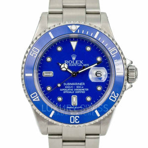 Rolex submariner blue steel watch