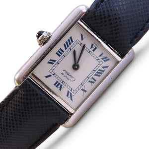 Cartier tank must blue silver watch