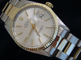 Pre Owned Mens Rolex Two-Tone Datejust with a Silver Dial 16013