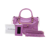 Balenciaga 309544 Light Purple Lambskin Gold Giant 12 Mini City Motorcycle Handb