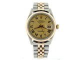 Pre Owned Mens Rolex Two-Tone Datejust with a Gold Roman Dial 1601
