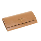 Prada Brown Saffiano Leather Continental Wallet