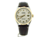 Pre Owned Mens Rolex Two-Tone Datejust with a White Arabic Dial 16233