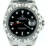 PRE OWNED MENS ROLEX STAINLESS STEEL EXPLORER II WITH A BLACK DIAL 16570T
