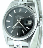 Pre Owned Mens Rolex Stainless Steel Datejust with a Black Dial 1603