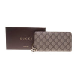 Gucci 307982 Beige/Ebony GG Supreme Canvas Zip Around Long Wallet
