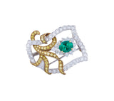 Colombian emerald and diamond brooch